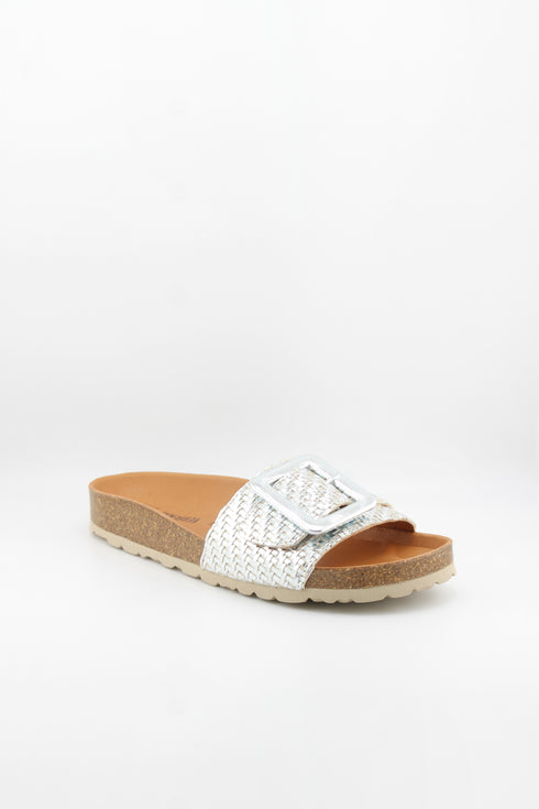 Verbenas Cork Sole Slide Sandals with Buckle